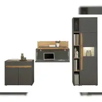 Furn.Design Aktenschrank Set 4-teilig grau matt, Eiche Wotan 290 cm, Büromöbel mit Sekretär | Gr.: onesize