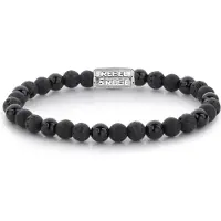 Rebel Rose - Beaded Bracelet Black Rocks RR-60033-S - Dimension: 20 cm - L+