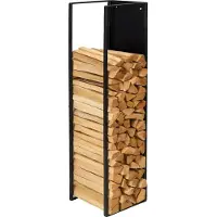 Relaxdays Kaminholzregal, Wandmontage, HBT: 120x25x25 cm, Feuerholz, pulverbeschichtet, Eisen, Brennholzregal, schwarz