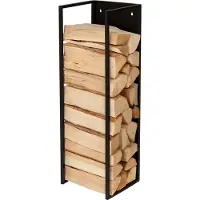 Relaxdays Kaminholzregal, Wandmontage, HBT: 100x25x25 cm, Feuerholz, pulverbeschichtet, Eisen, Brennholzregal, schwarz