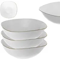 Kadax Glas Salatschüssel 18cm Weiß mit Goldrand 3 Stk.