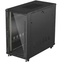 Lanberg 19" 22U Serverschrank freistehend 600x1200 schwarz mit Glastür (Flat Pack)