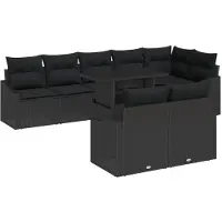 vidaXL Gartensofa-set 9 Stk. Schwarz Poly-Rattan