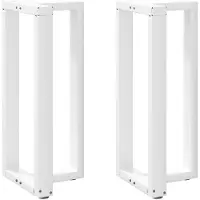 vidaXL Bartischbeine T-Form 2 Stk. Weiß 50x35x(90-91) cm Stahl