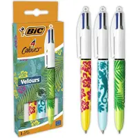 BIC Mehrfarbenkugelschreiber 4 Colours Velours 3 Stück sortiert