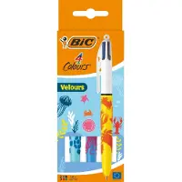 BIC Mehrfarbenkugelschreiber 4 Colours Velours 3 Stück sortiert