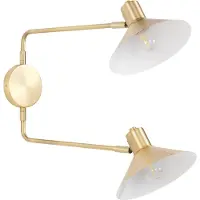 Beliani Wandleuchte Gold Metall 2-Flammig mit 2 Schirmen Kegelform Verstellbare Arme Schwenkarm Modern Industrie Design Schlafzimmer Ausstattung