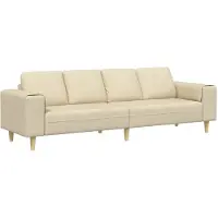 vidaXL Wohnzimmer Couch Creme 250 x 77 x 76 cm Polyester