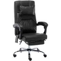 Helloshop26 - Schwarzer Bürostuhl/Sessel/Arbeitszimmerstuhl/Computerstuhl/Massagesessel aus Kunstleder 02_0024018