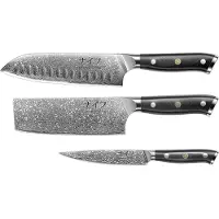Haws Damaskus Von Hâws Santoku, Gemüse- Und Allzweckmesser 3 Stück.