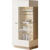 Die Möbelfundgrube Vitrine mit Glastür Beige-Kaschmir - Eiche - Breite 75 cm - MEOLO