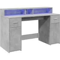 Helloshop26 - Schreibtisch Tisch Arbeitsplatz Computermöbel Schreibtisch mit LED-Beleuchtung 140 x 55 x 91 cm Holzwerkstoff grau 02_0023799