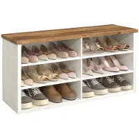 Vasagle Schuhbank mit Stauraum und verstellbaren Ablagen LSB036W02