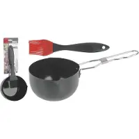 Koopman Topf- und Grillbürstenset, Metall/Silikon, 11,5x6,5 cm, schwarz/rot