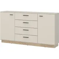 Die Möbelfundgrube Sideboard mit 4 Schubladen Beige-Kaschmir - Eiche 155 cm - MEOLO