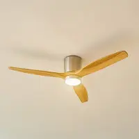LUCANDE LED-Deckenventilator Faipari, nickel/Holz, DC,132cm Faipari, alu / grau / zink, für Wohn- / Esszimmer, Holz, Modern