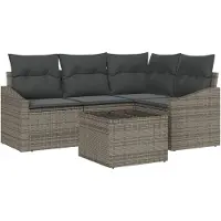 vidaXL Gartensofa-set 5 Stk. Hellgrau Poly-Rattan