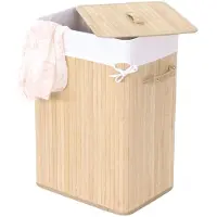 Mendler Wäschekorb HWC-C21, Laundry Wäschebox Wäschesammler Wäschebehälter Wäschetonne, Bambus 61x43x32cm 70l ~ naturfarben