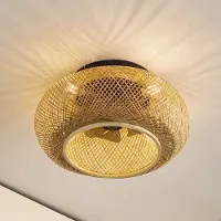 LUCANDE Cordie Deckenventilator mit Licht Ø 53 cm leise DC - , Cordie, dimmbar, Holz, für Wohnzimmer, Bambus, Landhaus / Rustikal