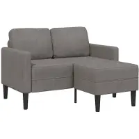 vidaXL 2-Sitzer-Sofa mit Chaiselongue L-Form Hellgrau 125 cm Leinen