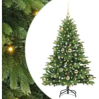 vidaXL Künstlicher Weihnachtsbaum mit 150 LEDs Grün 120 cm PE und PVC