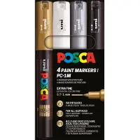 Posca Filzstifte - PC-1 m - 4 st. - Gold/Weiß/Silber/Schwarz - - One Size - Filzstifte