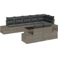 vidaXL Gartensofa-set mit Speicher Grau Poly Rattan