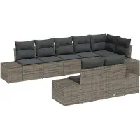 vidaXL Gartensofa-set 8 stk. Grau Poly Rattan