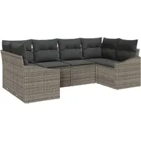 vidaXL Gartensofa-set 6 Stk. Grau Poly-Rattan