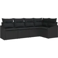 vidaXL Gartensofa-set 5 Stk. Schwarz Poly-Rattan