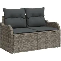 vidaXL Garten-Sofa-Set 9 stk. Grau Poly Rattan