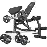 Marbo-sport Marbo Sport - Set MS39_2.0_42KG_G | Doppelseitige Bank + Curl Pult + Beinpresse + Stangen- und Hantelscheiben gummiert Set 42kg