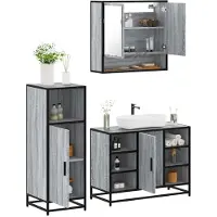vidaXL 3-tlg. Badmöbel-Set Grau Sonoma Holzwerkstoff