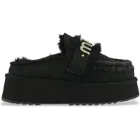 Mou für Damen. MU.FW681006A Echo Leder Clogs mit Logo auf schwarzem Riemen (38), 3 bis 5 cm, Keine, Lässig