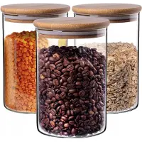 Kadax Glasbehälter mit Bambusdeckel, 1040ml, Set 3 Stck.