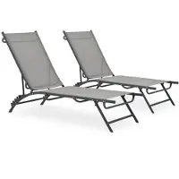 Helloshop26 - Set aus 2 Sonnenliegen Deckstühlen Sonnenbetten Gartenbetten Terrassenmöbeln Textilene und Stahl 02_0012149