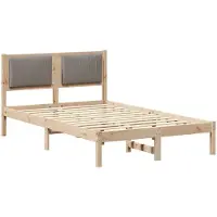 vidaXL Bettgestell mit gepolstertem Kopfteil Taupe 120 x 200 cm