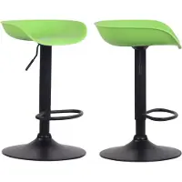 Décoshop26 - Set aus 2 Barhockern mit verstellbarer Höhe und drehbarem Sitz aus grünem Kunststoff mattschwarzen TDB10256