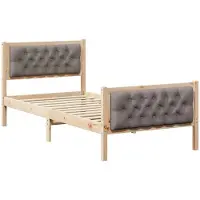 vidaXL Bettrahmen mit Kopfteil Taupe 90 x 200 cm Massives Kiefernholz