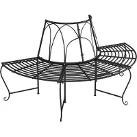 Helloshop26 - Gartenbank Terrassenmöbel halbkreisförmige Baumumrandung 159 cm Durchmesser schwarzer Stahl