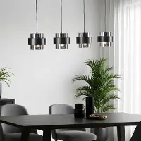 LumenXL Pendelleuchte Faey schwarz mit Rauchglas, 4-flammig