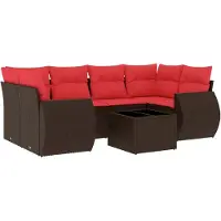 vidaXL 7-teiliges Gartensofa-Set mit Kissen, braun, Polyrattan