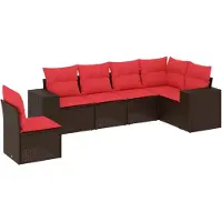 vidaXL 6-teiliges Gartensofa-Set mit Kissen, braun, Polyrattan