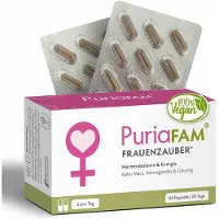 PuriaFAM Frauenzauber | Energie & Hormon Balance Rotes Maca Ashwagandha vegan 60 St Kapseln