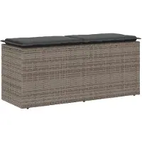 vidaXL Gartenbank mit Kissen Grau 110x40x44 cm Poly Rattan