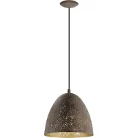 Eglo Pendellampe Safi, 1 flammige Vintage Pendelleuchte im Industrial Design, Retro Hängelampe aus Stahl, Ø 27,5 cm, Braun, gold, E27 Fassung