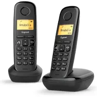 Gigaset A270 Duo, DECT-Telefon, Kabelloses Mobilteil, Freisprecheinrichtung, 80 Eintragungen, Anrufer-Identifikation, Schwarz