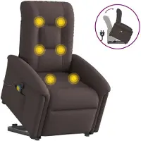 vidaXL Massagesessel mit Aufstehhilfe Dunkelbraun Stoff
