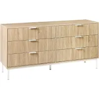 Beliani Kommode Hellbraun MDF 6 Schubladen Metallbeine Griffe Modernes Design Schlafzimmer Wohnzimmer