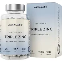 Aavalabs Dreifach-Zink Vitamin C Kapseln | 25 mg Hochdosiert & Vegan 6-Monats-Vorrat 180 St